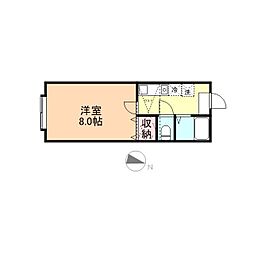 コーポブレイン 2階1Kの間取り