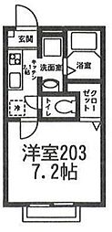 パナハイツ伊藤 2階1Kの間取り