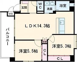 コンド・リーザ 2階2LDKの間取り