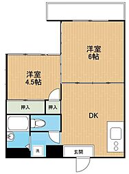 メゾンアリタ 6階2DKの間取り