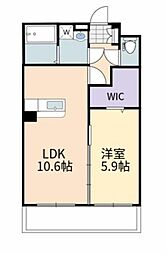 アーデン土与丸 2階1LDKの間取り