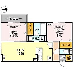 DR相木HATI 302 3階2LDKの間取り