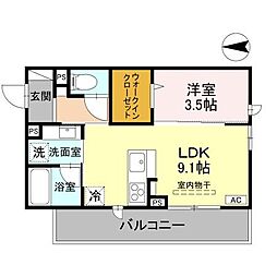 DR相木CUORE 303 3階1LDKの間取り