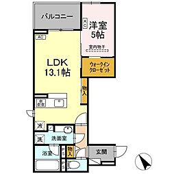 ディーシャンブル石塚町 2階1LDKの間取り