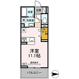 グレイスガーデンA 207 2階ワンルームの間取り