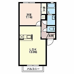 ザ・ウェイ 1階1LDKの間取り