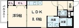 フジパレス弥刀駅北I番館 2階1LDKの間取り