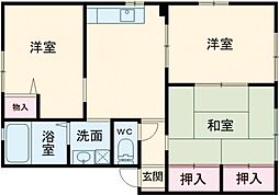 JR紀勢本線 宮前駅 徒歩17分の賃貸アパート 1階3Kの間取り