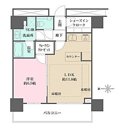 パークハウスワンズタワー 6階1LDKの間取り