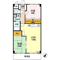 埼玉高速鉄道 南鳩ヶ谷駅 徒歩23分の賃貸マンション 1階2LDKの間取り