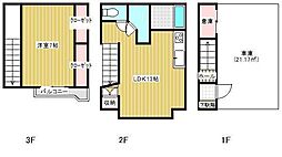 シャルマン 2階1LDKの間取り