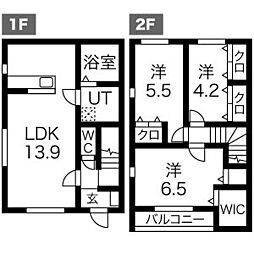 Grandir木更津III棟 1階3LDKの間取り