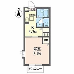 マンハイムIII 1階1Kの間取り