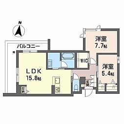 JR東北新幹線 郡山駅 徒歩19分の賃貸マンション 2階2LDKの間取り