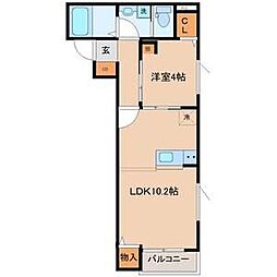 Grand Chariot K 大和町 2階1LDKの間取り