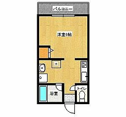 プチメゾン若葉Ｇ 2階1Kの間取り