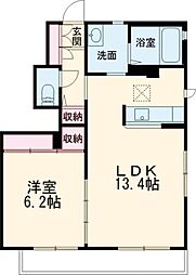 ラ・ユキエメゾン 1階1LDKの間取り