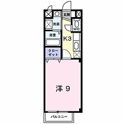 エレガンテ 2階1Kの間取り