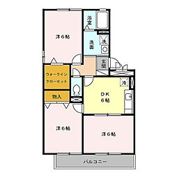 メゾン・ブルーノ 202 2階3DKの間取り