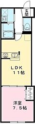 JR常磐線 神立駅 徒歩35分の賃貸アパート 1階1LDKの間取り