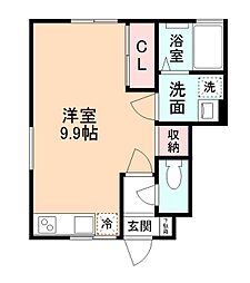 ＲＩＭＯＷＡ下轡田 1階ワンルームの間取り