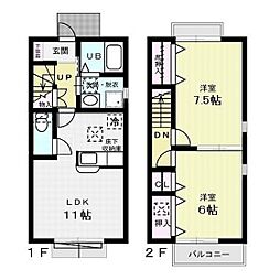 メゾン・クレールＣ 1階2LDKの間取り