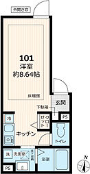 ＡＴＲＥＮ　ＤＥＵ 1階ワンルームの間取り
