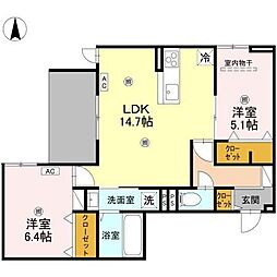 Green Village 1階2LDKの間取り