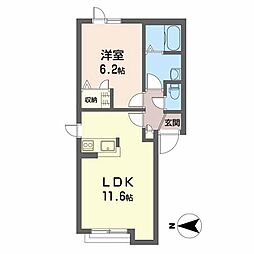 シャーメゾンサンゾーナ 1階1LDKの間取り