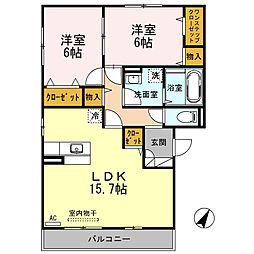 メルクールランペ 3階2LDKの間取り