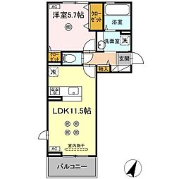 コンフォート武蔵 3階1LDKの間取り