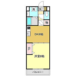 プルミエール 3階1DKの間取り
