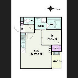 Jack shinkaiIII 1階1LDKの間取り