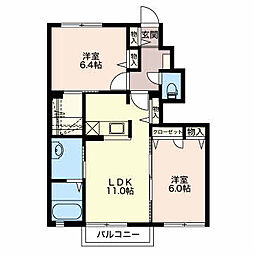 シャーメゾンＰａｒｃｏＡ 1階2LDKの間取り