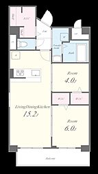 ミースカセッタ小倉 2LDKの間取図画像