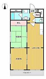 レインボーマンション 7階2LDKの間取り