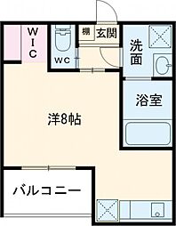 (仮称)reve西条岡町 2階1Kの間取り