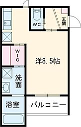 (仮称)reve西条岡町 2階1Kの間取り