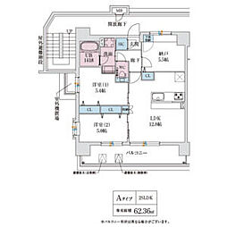 スプランディッド玉造DUE 2SLDKの間取図画像