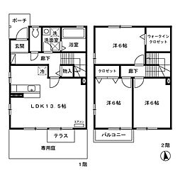 ロイヤルガーデン大野　Ｄ 1階3LDKの間取り