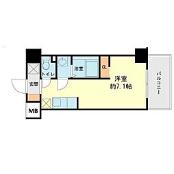 ブルージュ春日野 6階ワンルームの間取り