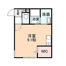 レージュ太閤山III 1階ワンルームの間取り