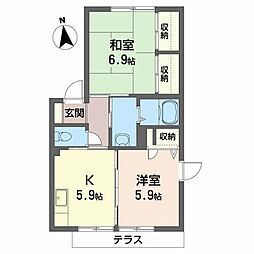 メゾン・ド・ファミーユＤ 1階2Kの間取り