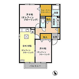 シェリールＳ＆Ｓ　Ａ/Ｂ 1階2DKの間取り