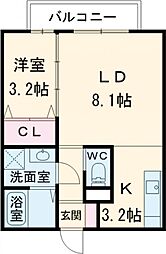 PLATINUM権常寺 2階1LDKの間取り