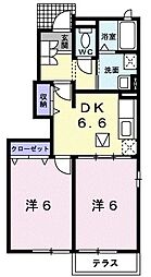 ベルベアーノB 2DKの間取図画像