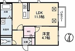 Ｐｏｓｔｏ　7号館 1階1LDKの間取り
