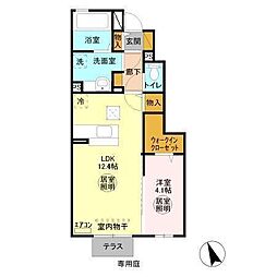 エルヴィータ　東館 1階1LDKの間取り