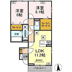 ガーネット　I 1階2LDKの間取り
