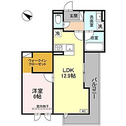 ARANCE御宝町 3階1LDKの間取り